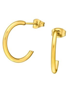 Stainless Steel 14K Gold Half Hoop Earrings 20mm
